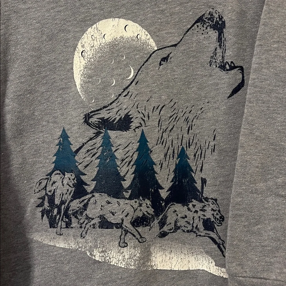 GARANIMALS Toddler 3T Wolves Moon Crewneck Sweatshirt Unisex Gray Cotton - Picture 2 of 5